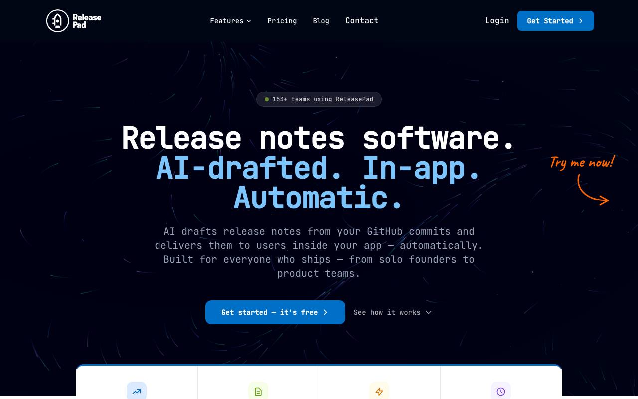 ReleasePad website preview