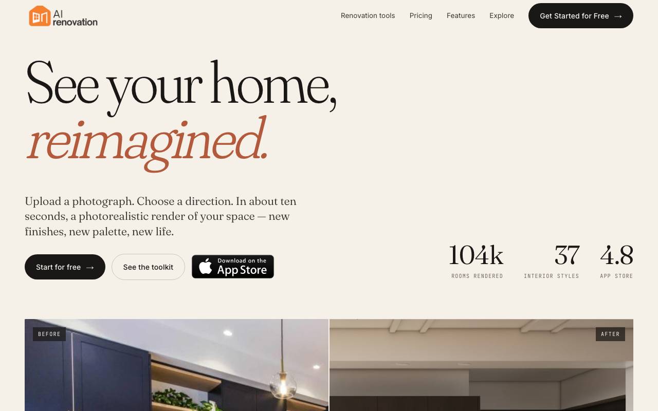 Renovate AI website preview