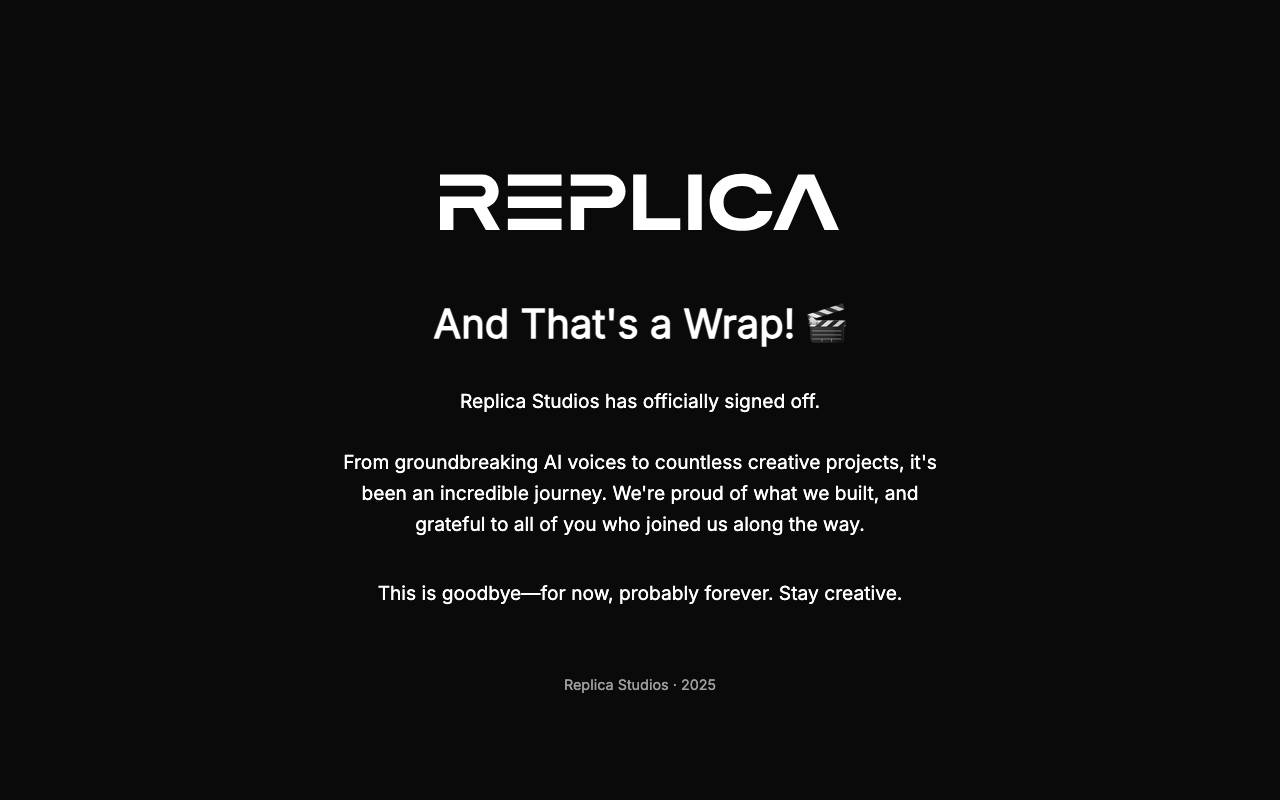 Replica Studios website preview