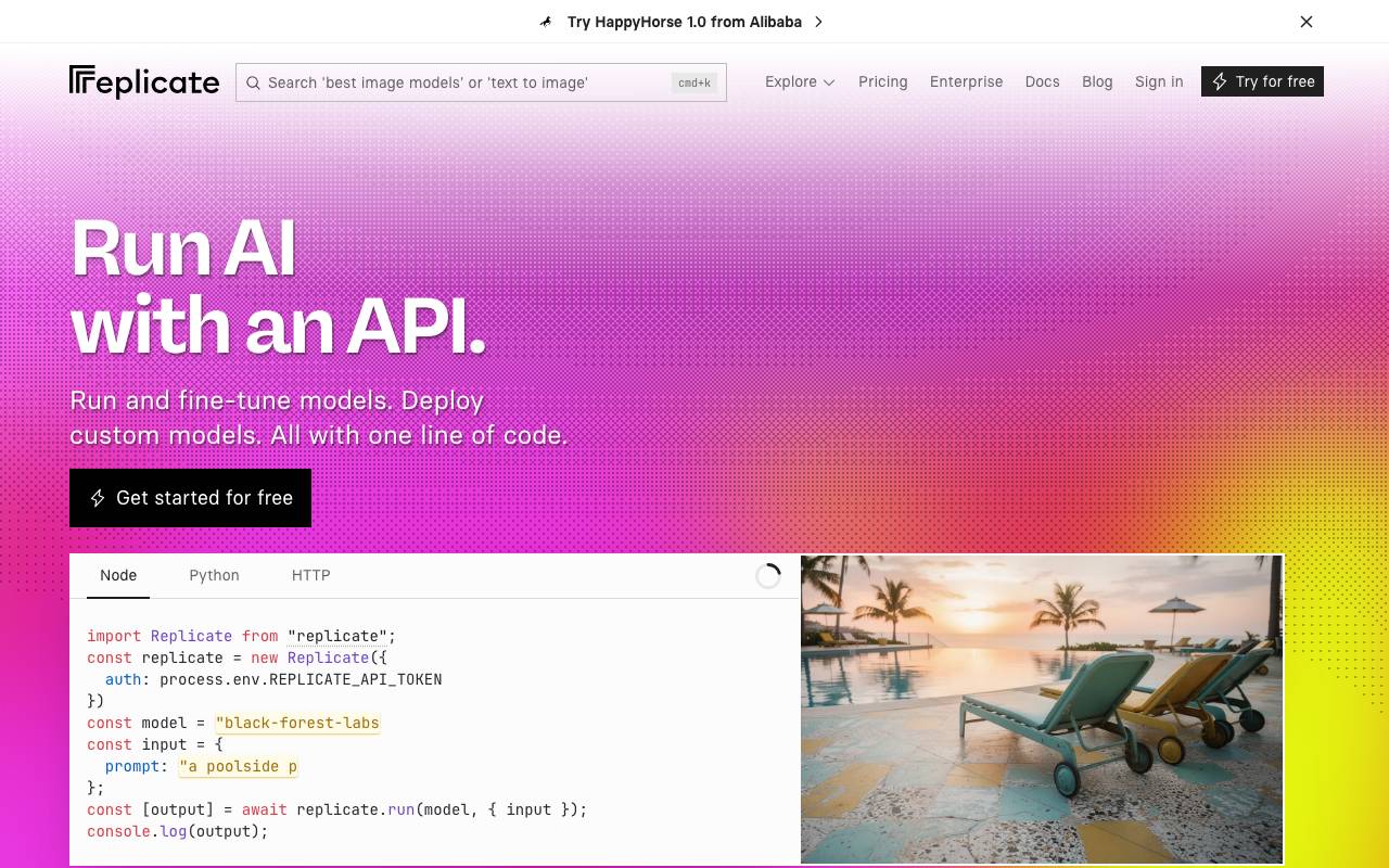 Replicate AI Agent website preview