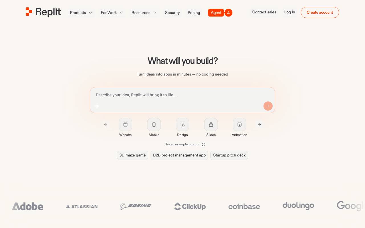 Replit Agent website preview