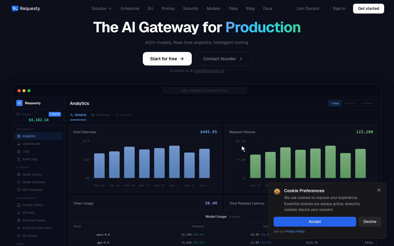Requesty website preview