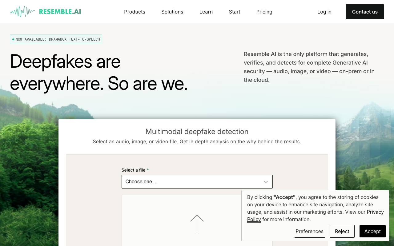 Resemble AI website preview
