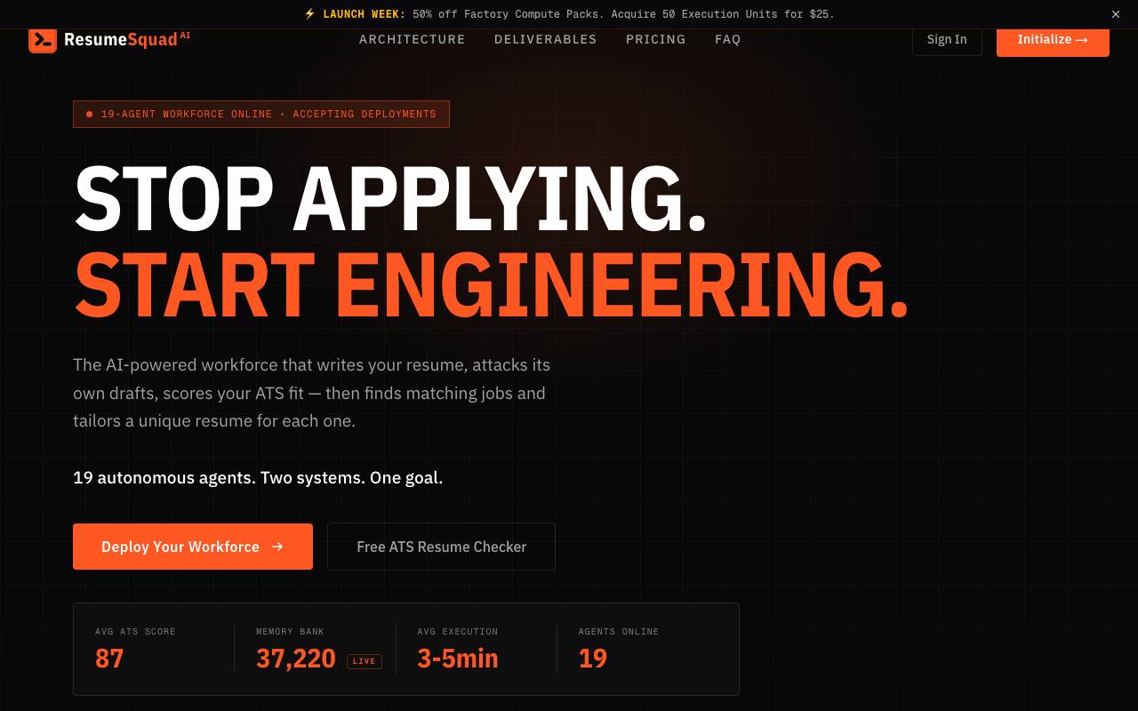 Resume Squad website preview