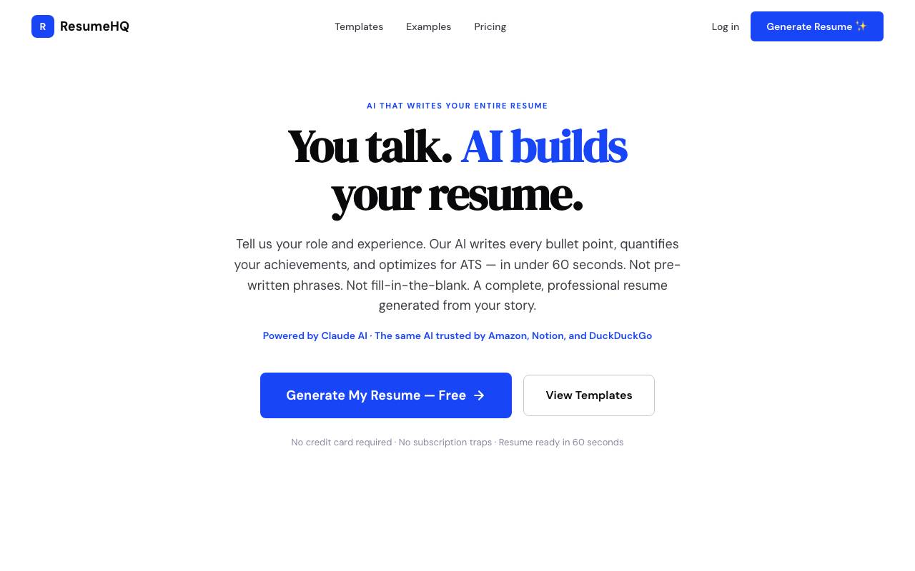 ResumeHQ website preview