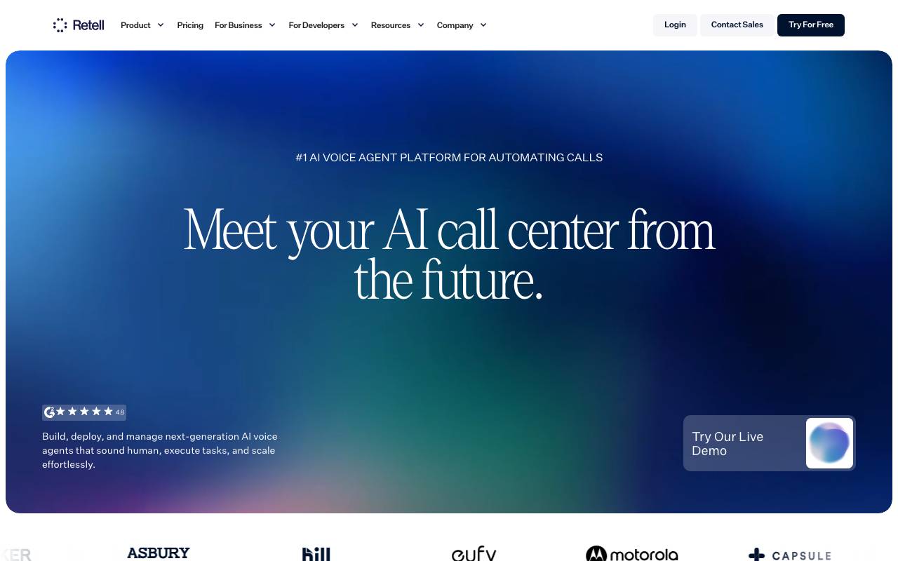 Retell AI website preview