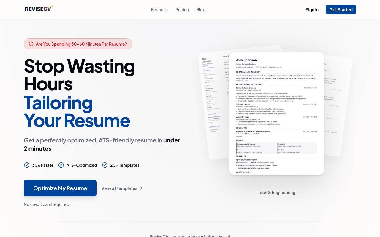 ReviseCV website preview