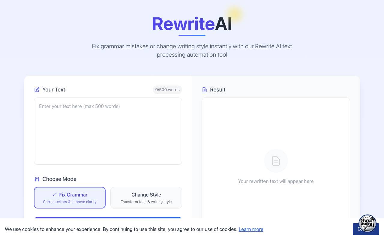 Rewrite AI website preview