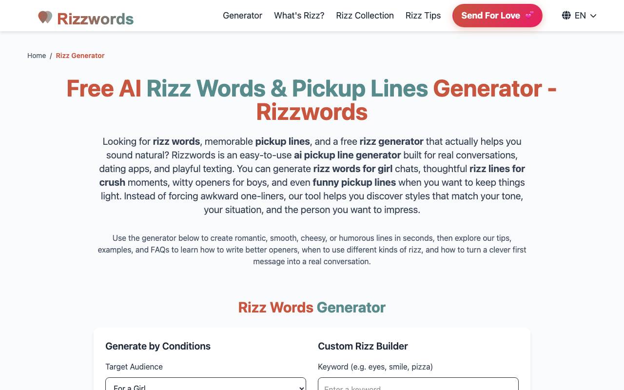 Rizzwords website preview