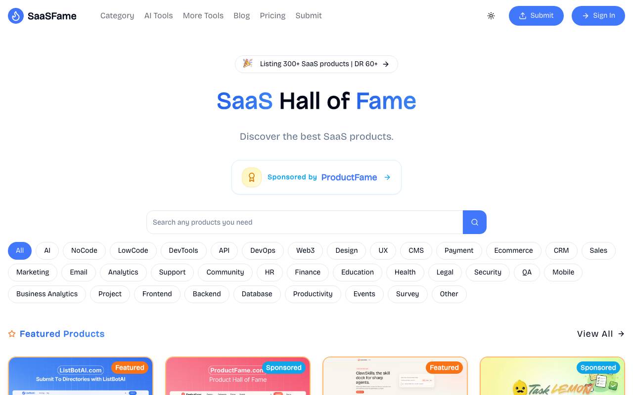 SaaSFame website preview