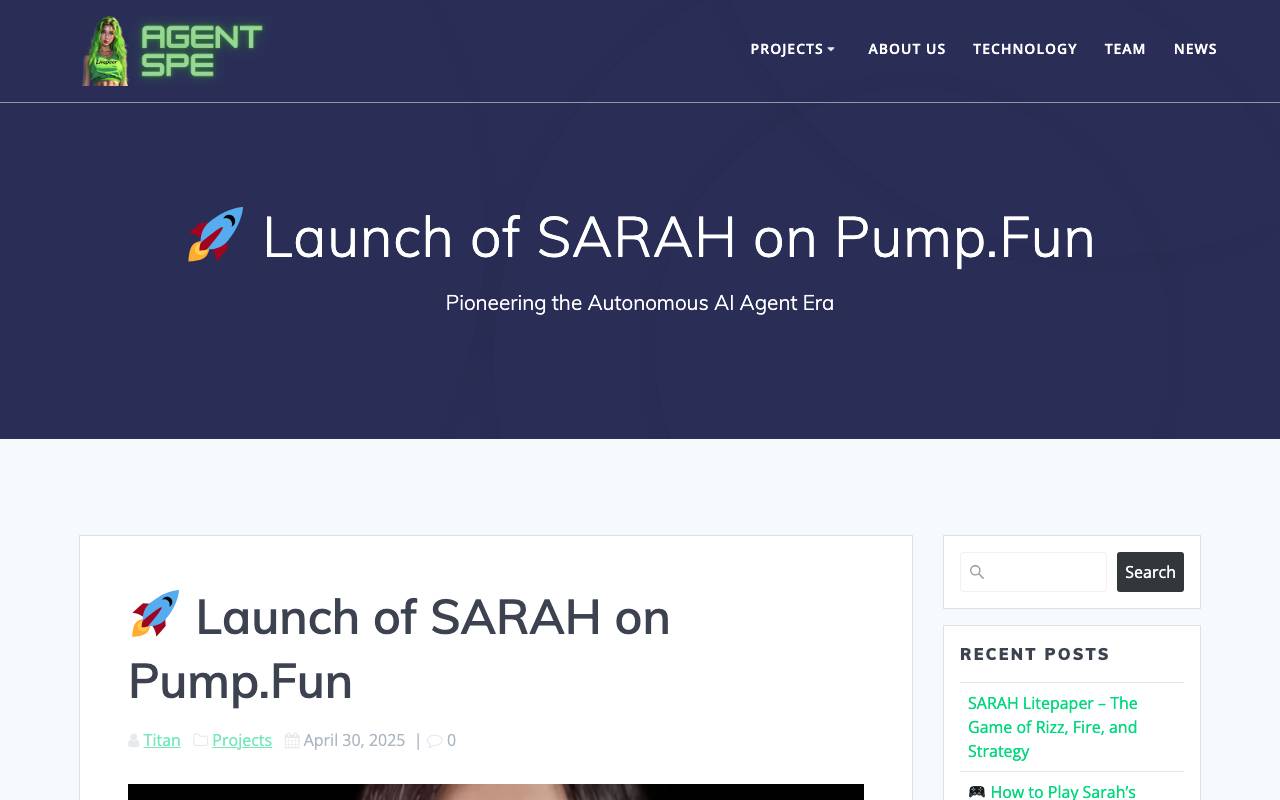 SARAH website preview