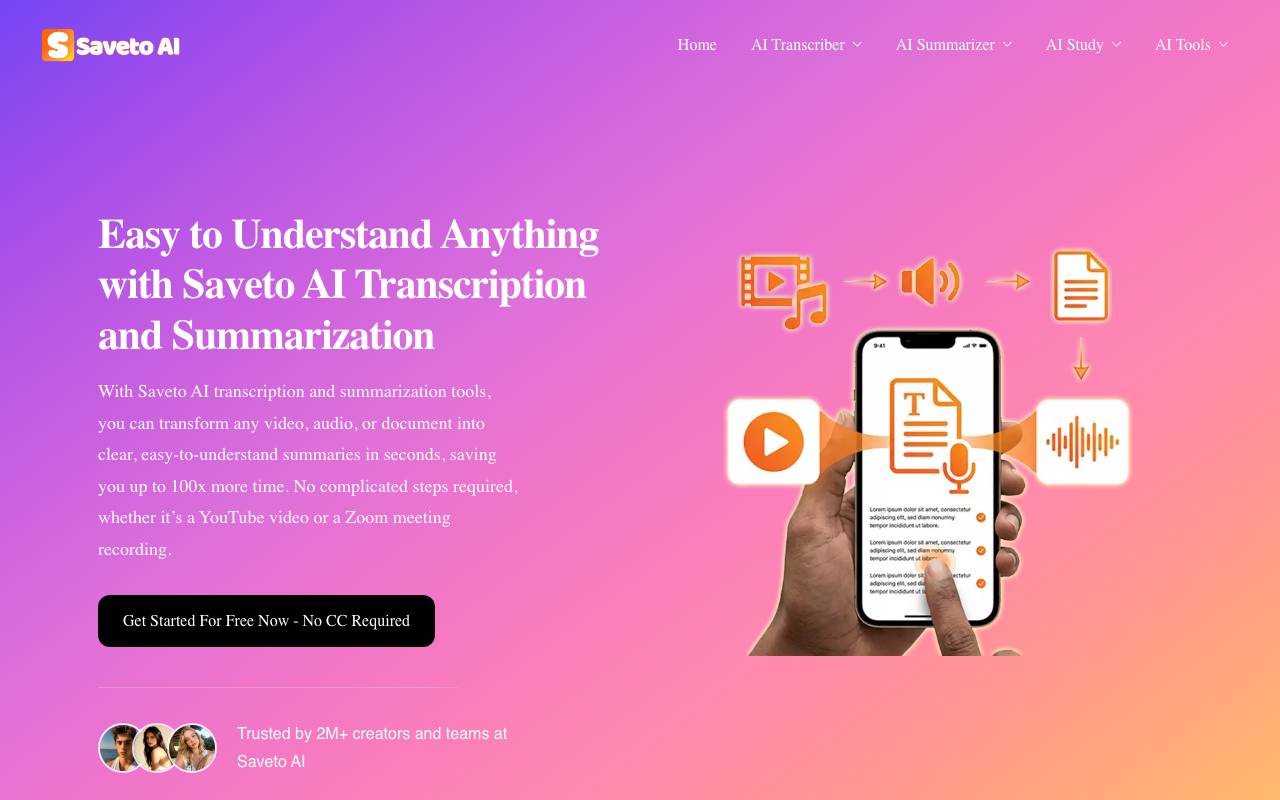 Saveto AI website preview