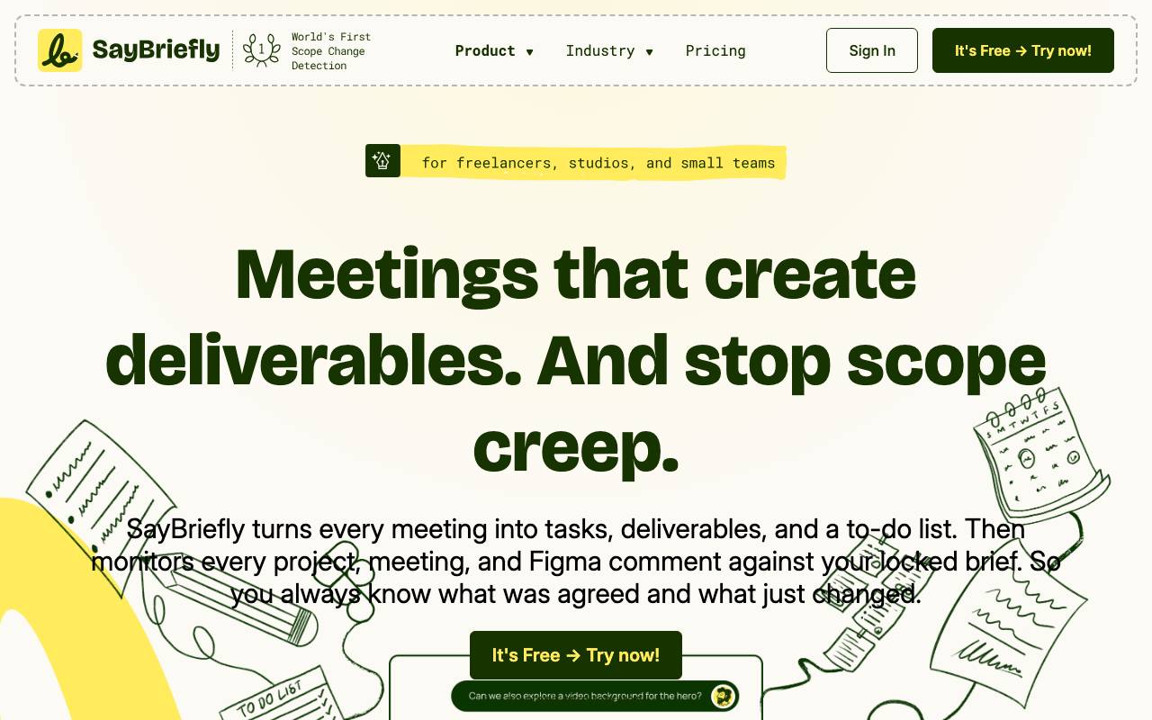 SayBriefly website preview