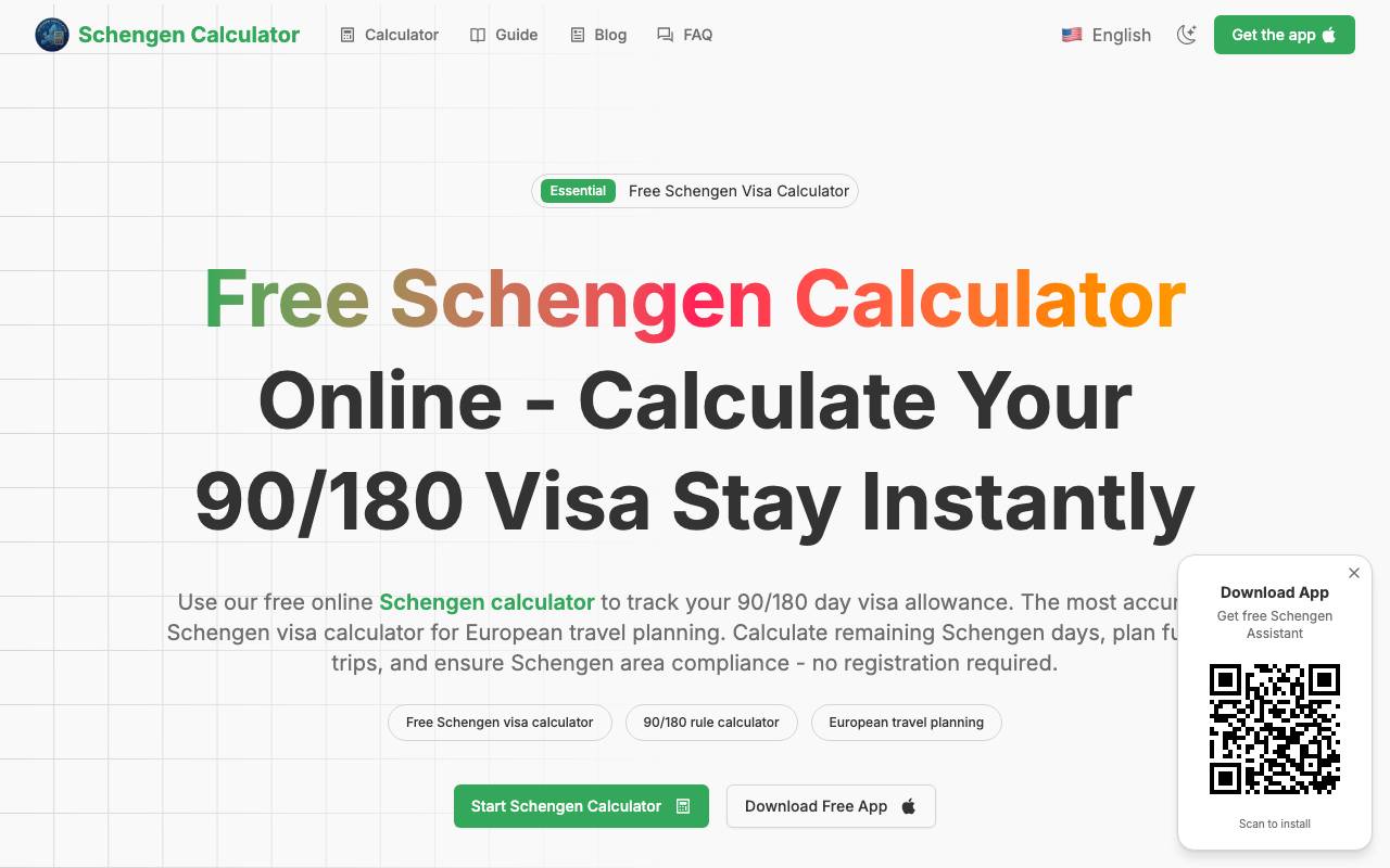 Schengen Calculator website preview