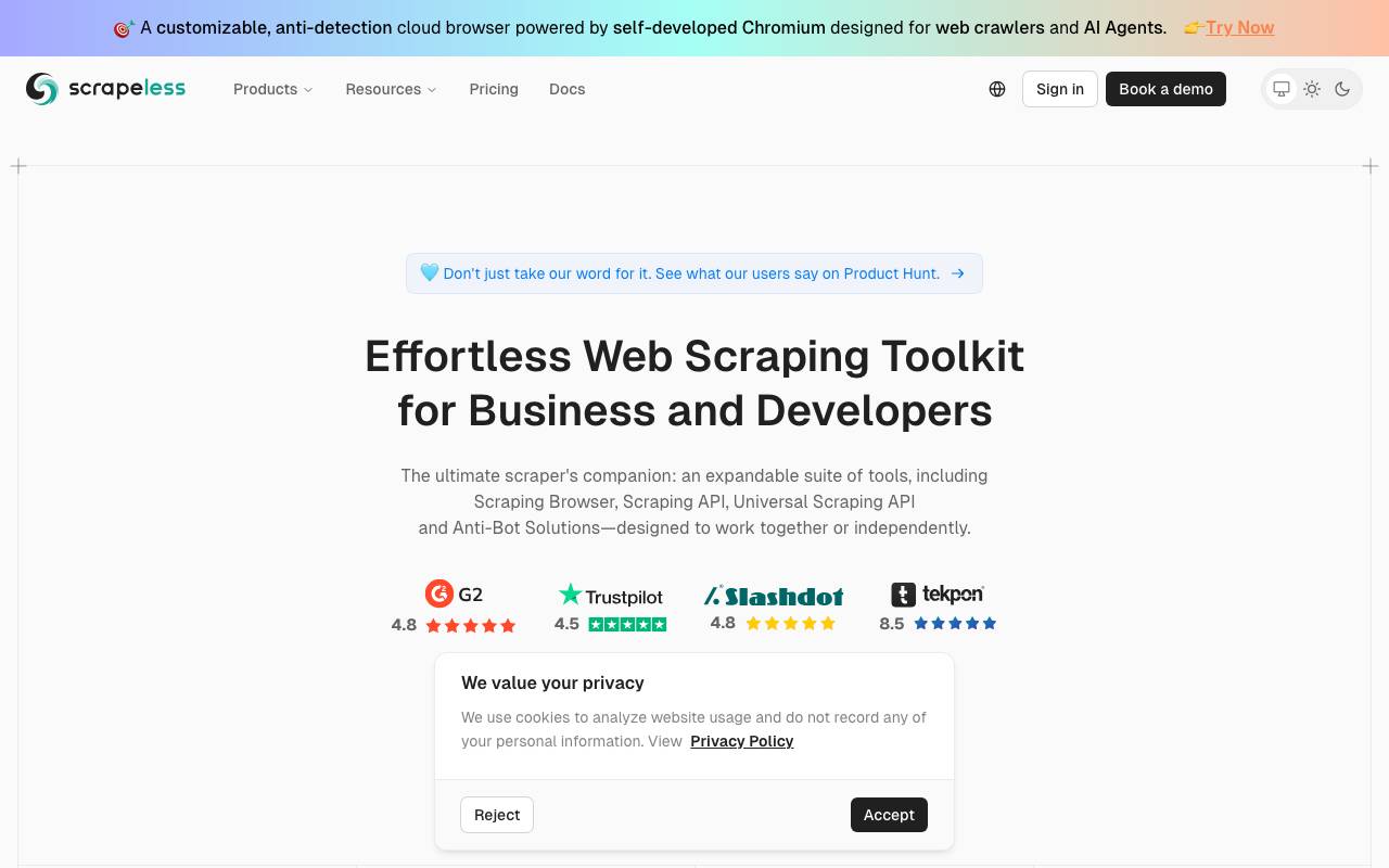 Scrapeless website preview
