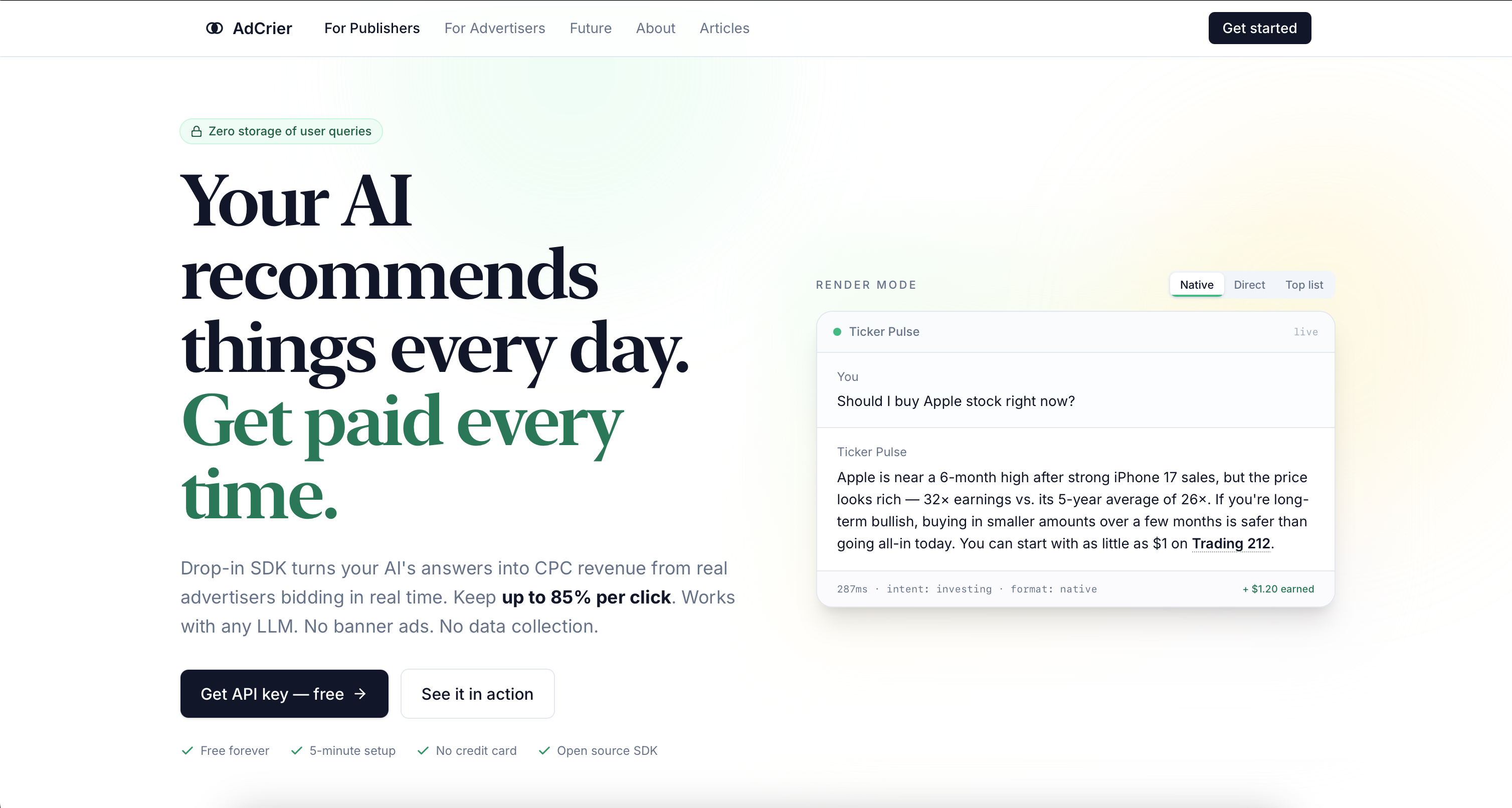 AdCrier interface preview