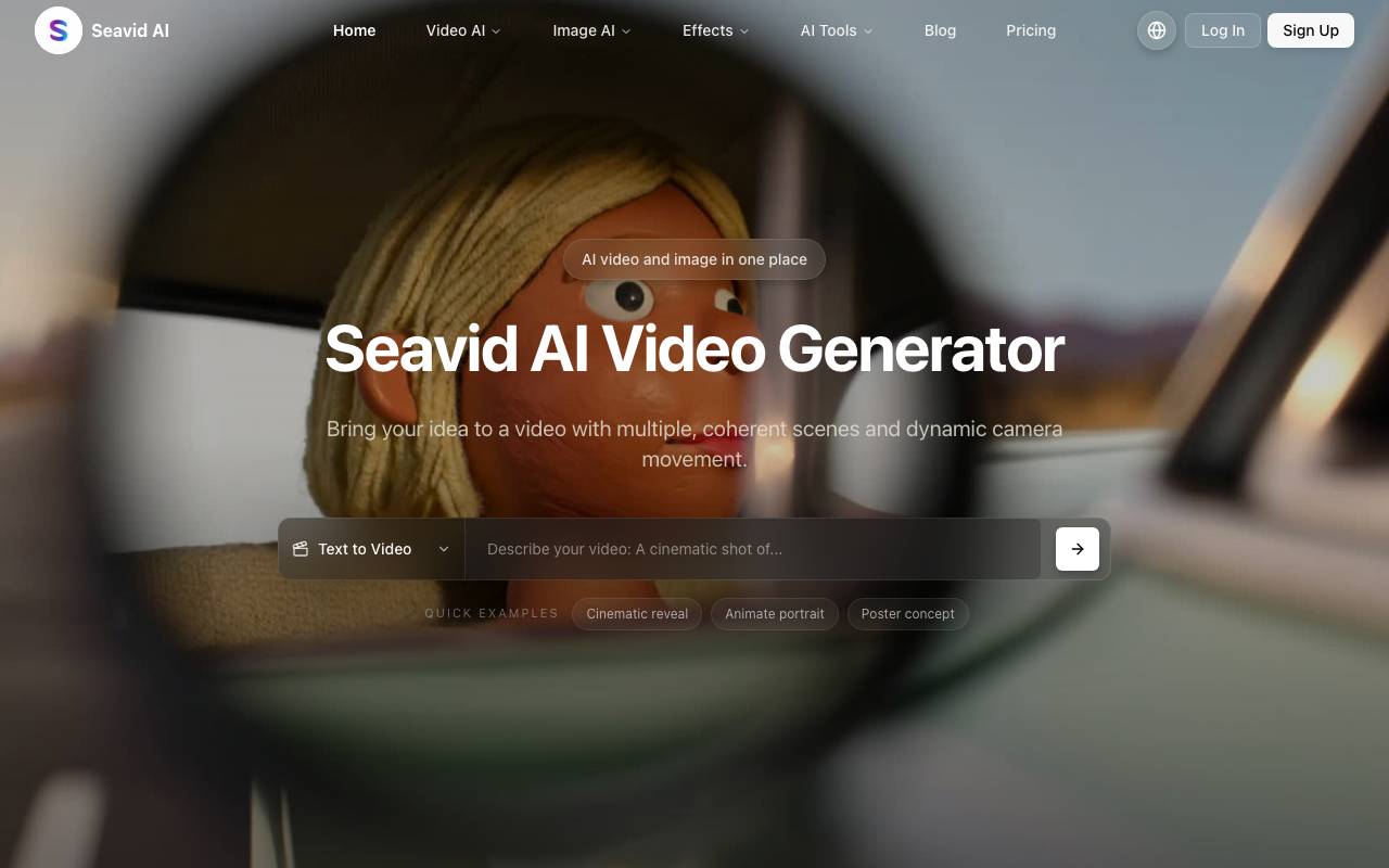 Seadance AI website preview