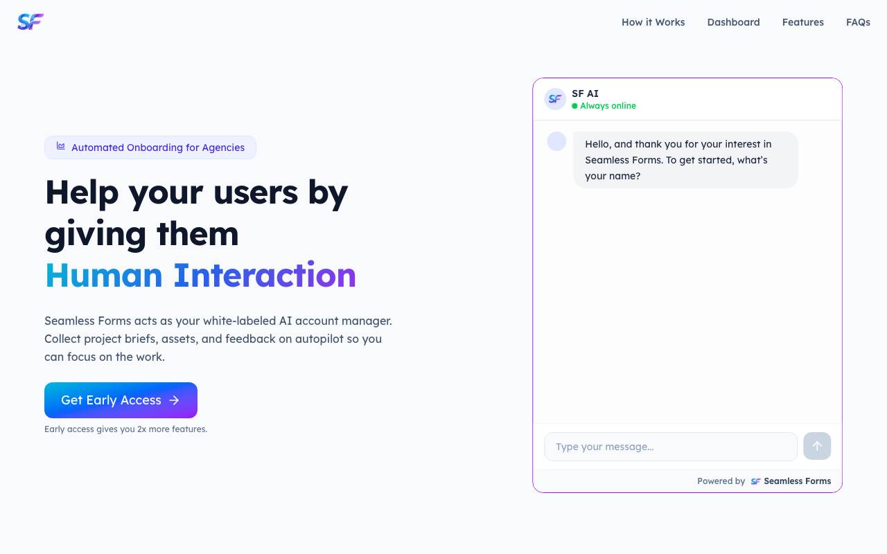 Seamless Forms website preview