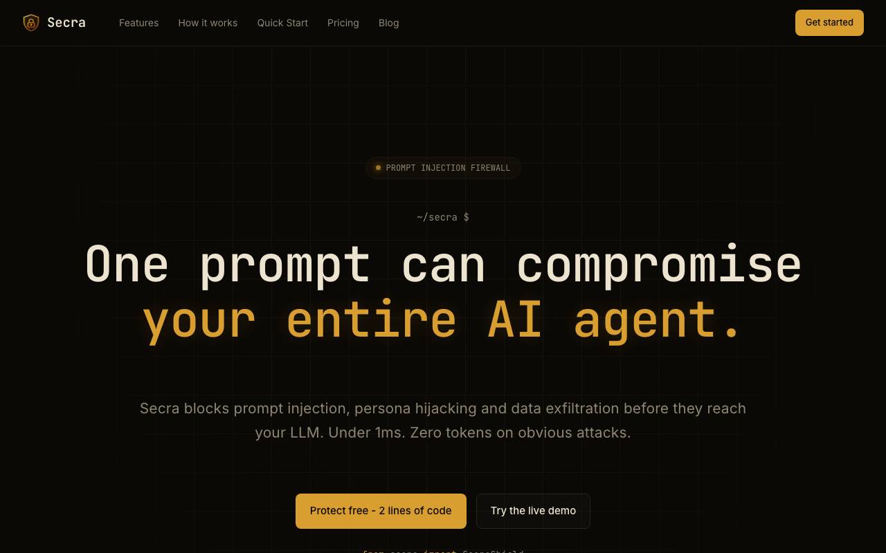 Secra website preview