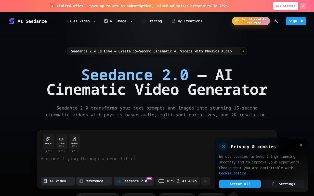 Seedance 2.0 AI website preview