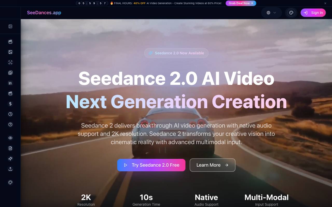 Seedance 2.0 app website preview