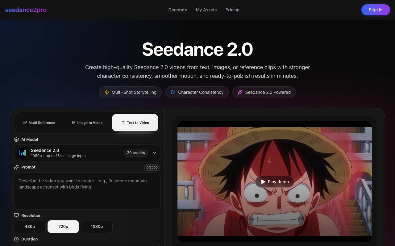 seedance2pro website preview