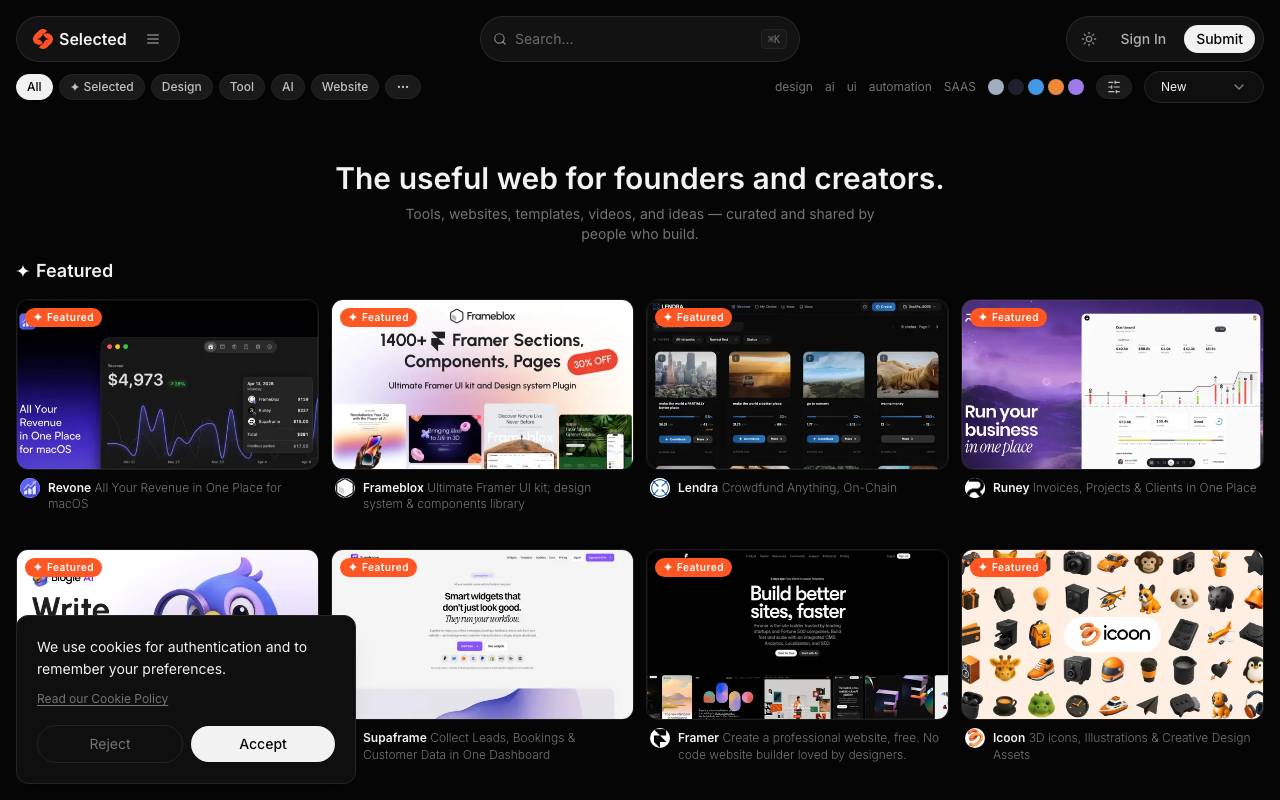 Selected Site website preview