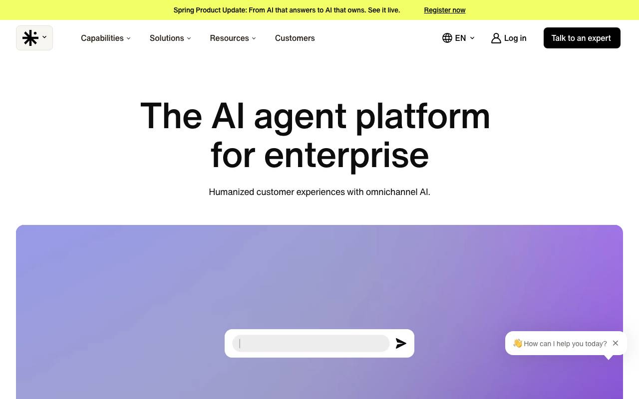 Sendbird AI Agent website preview