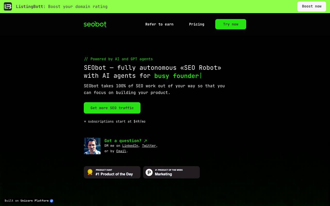 SEO Bot website preview