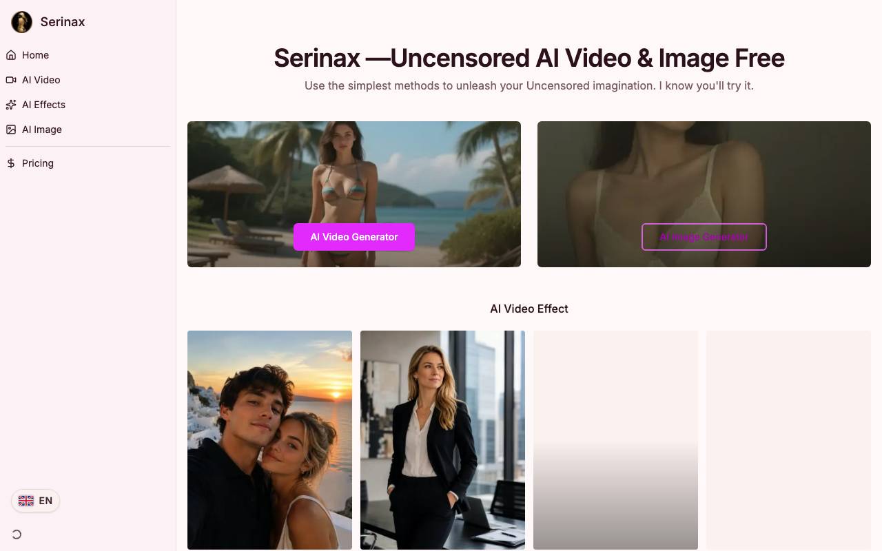 Serinax AI Generator website preview