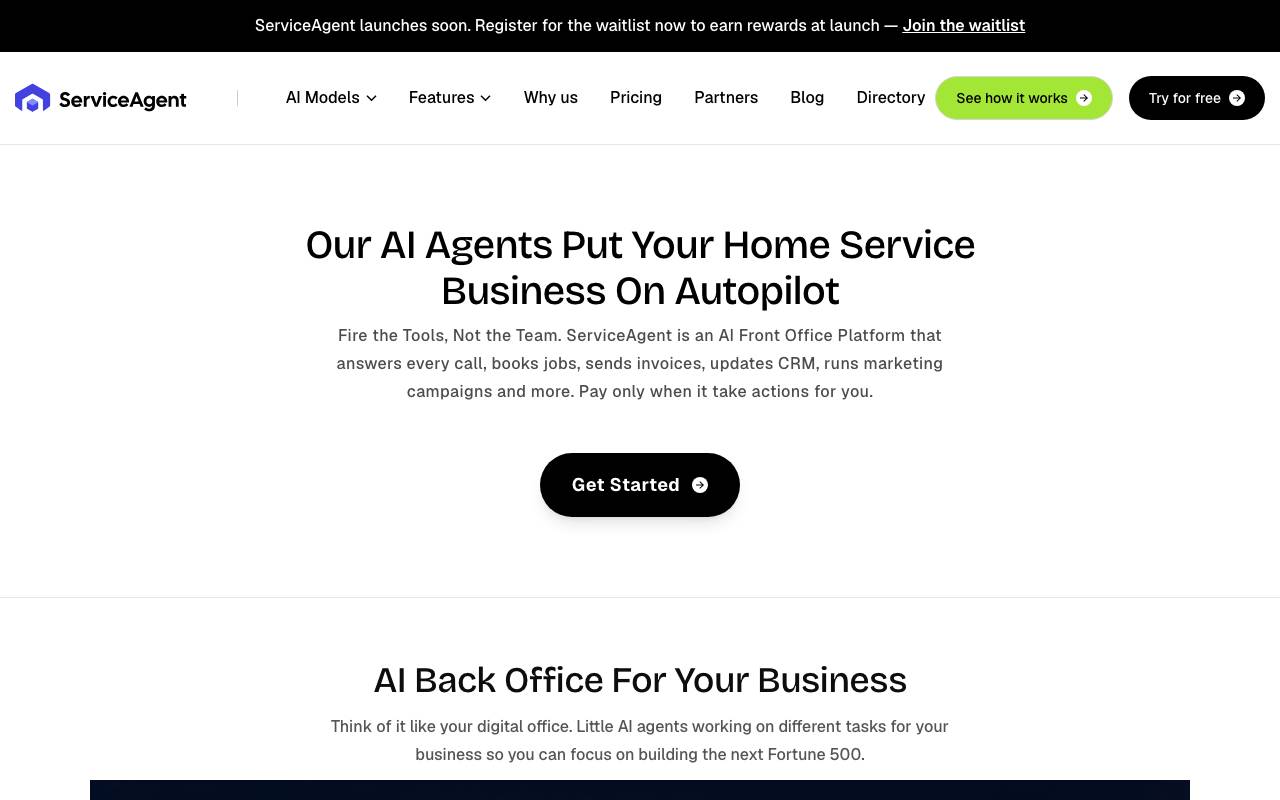 ServiceAgent AI website preview