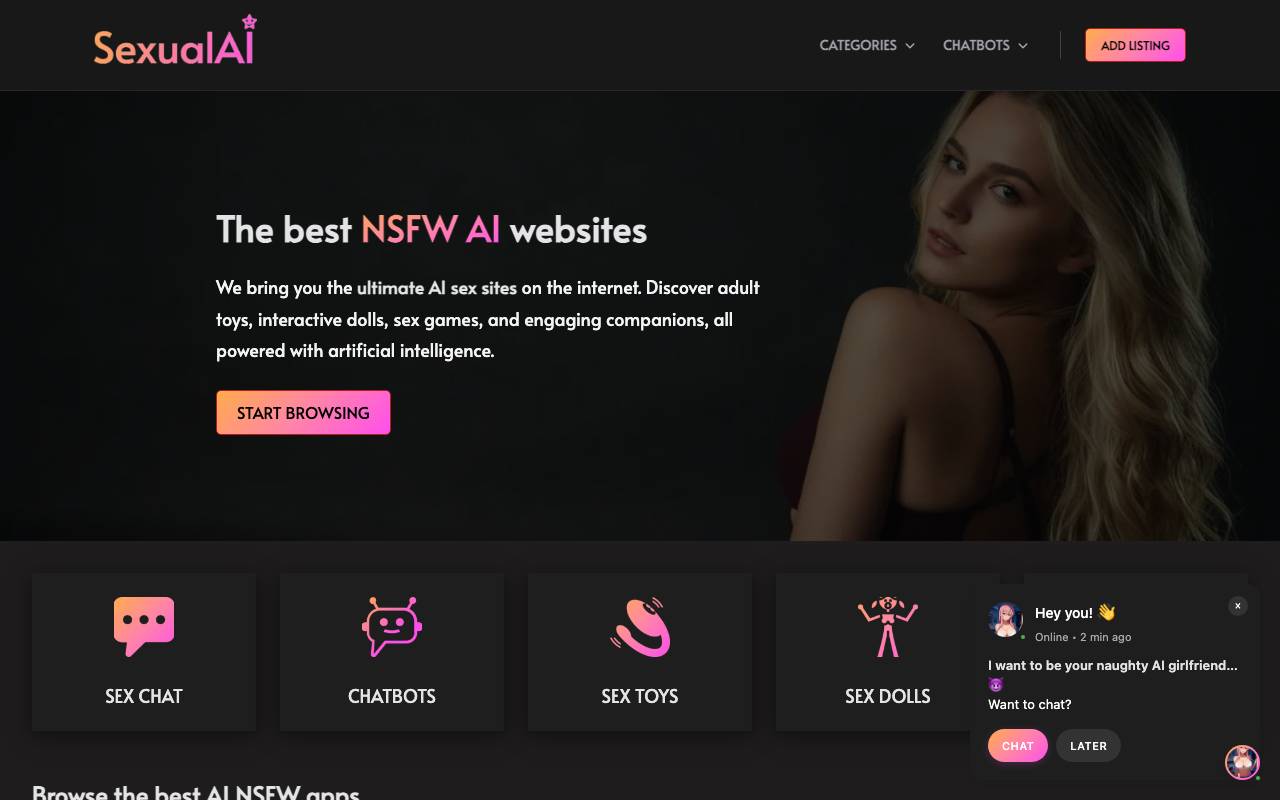 Sexual AI Directory website preview