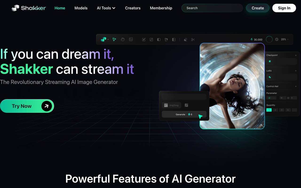 Shakker-ai image generator website preview