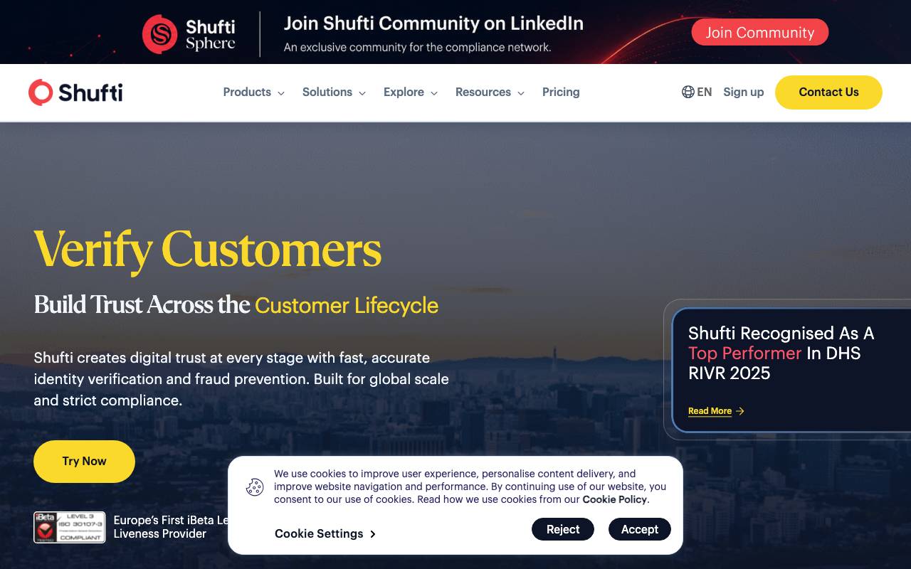 Shufti Pro website preview