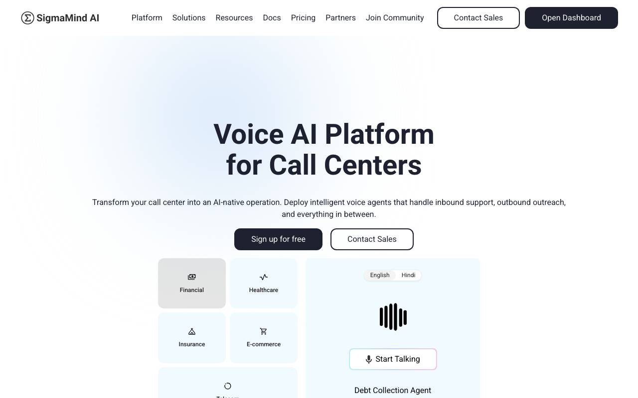 SigmaMind AI website preview
