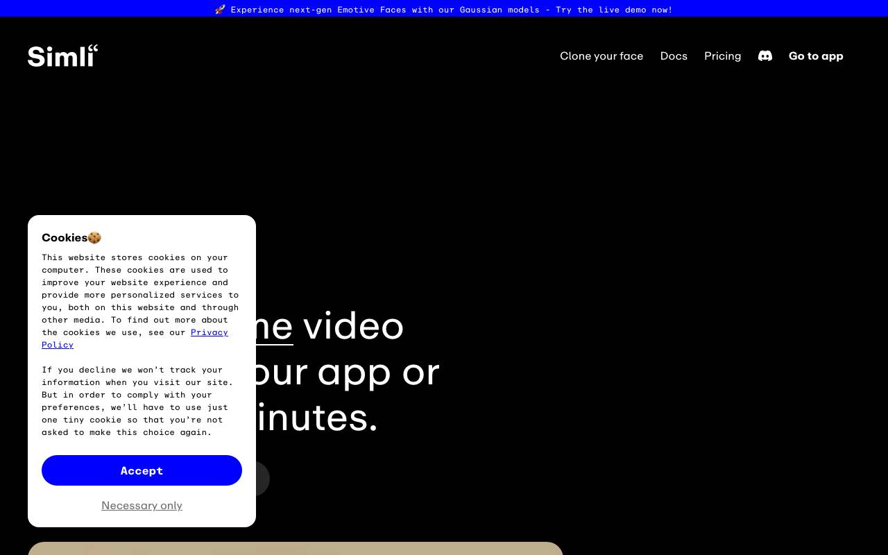 Simli website preview