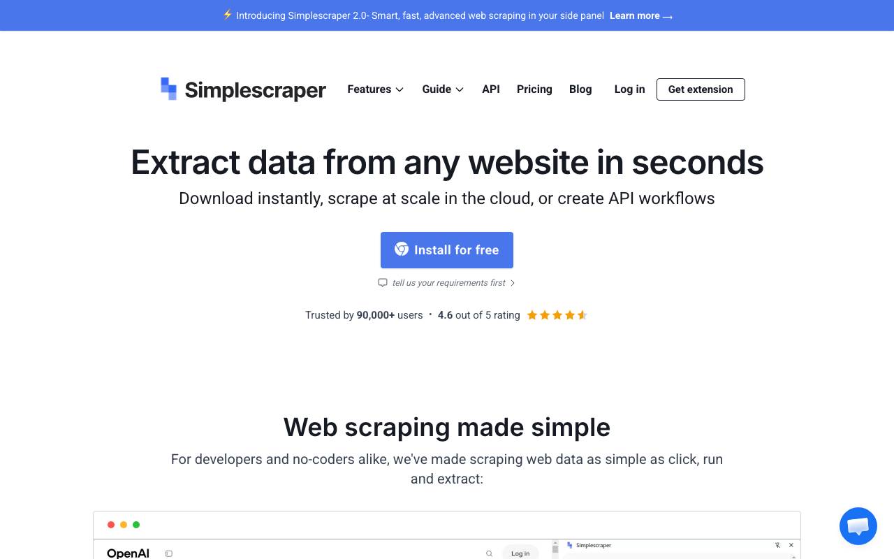 Simplescraper website preview