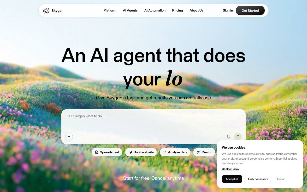 Skygen website preview