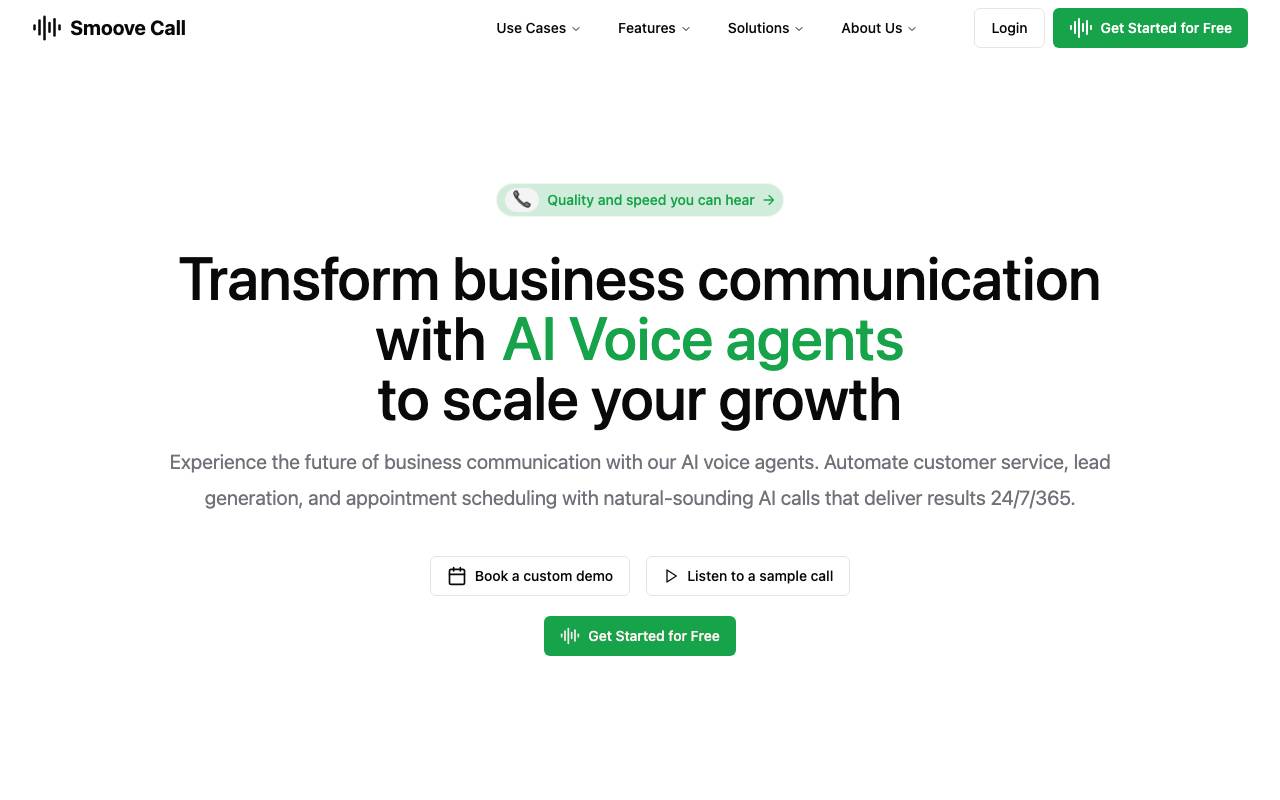Smoove Call website preview