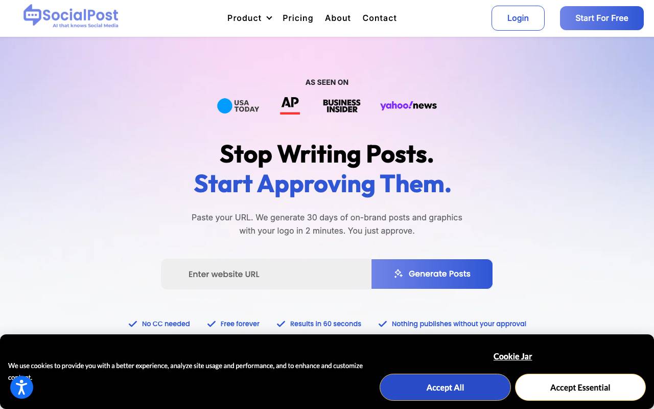 SocialPost AI website preview
