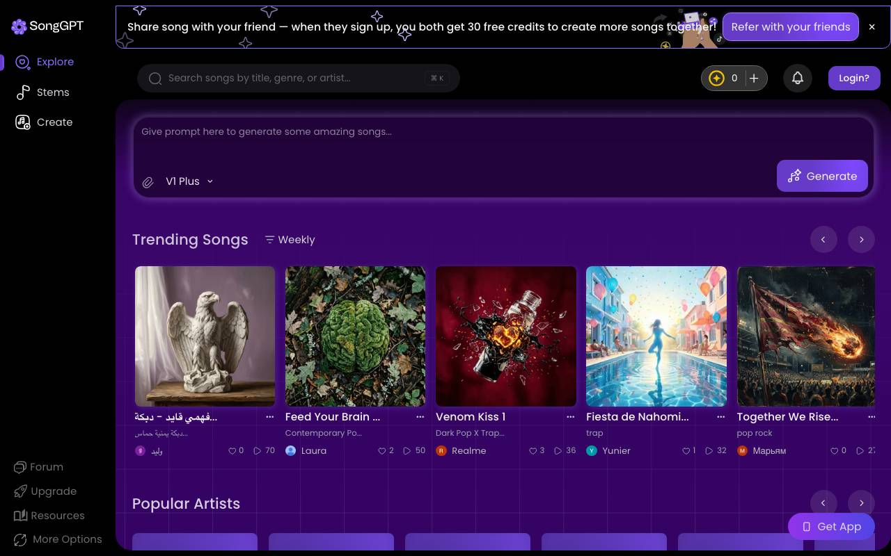 Song GPT website preview
