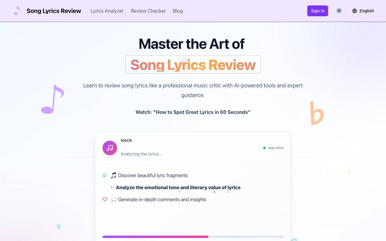 Song Lyrics Review website preview