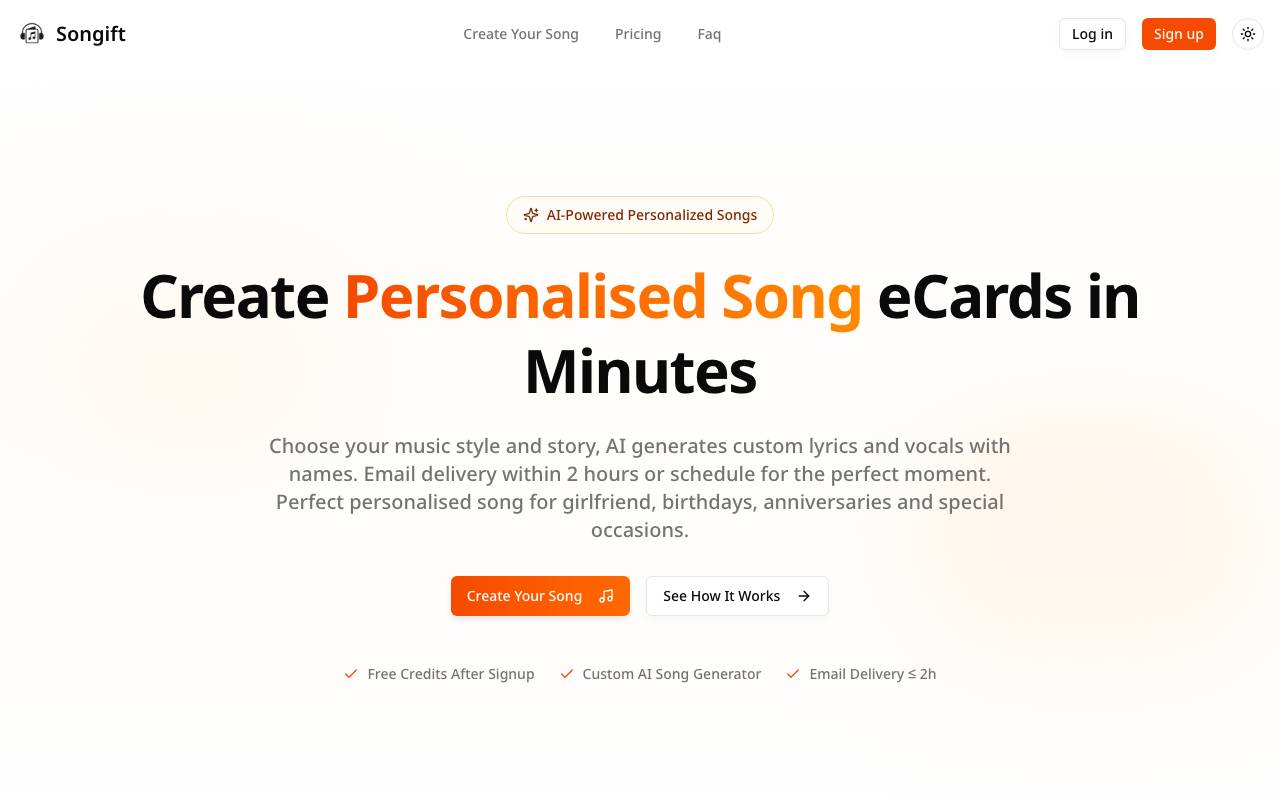 songift website preview