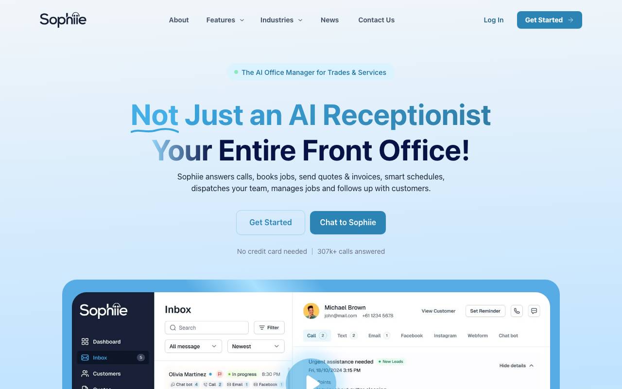 Sophiie AI website preview