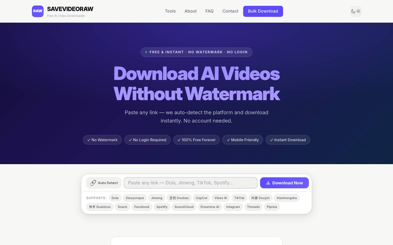 Sora Video Downloader website preview