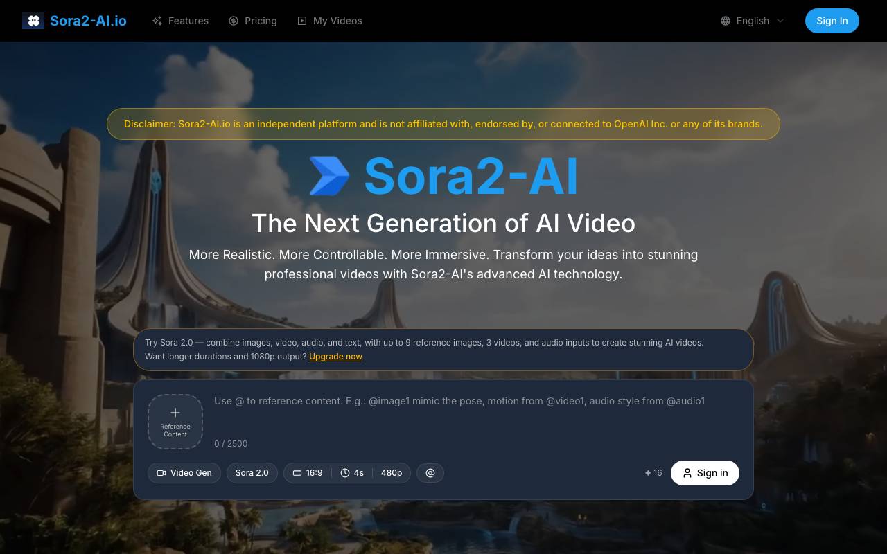 Sora2 AI website preview