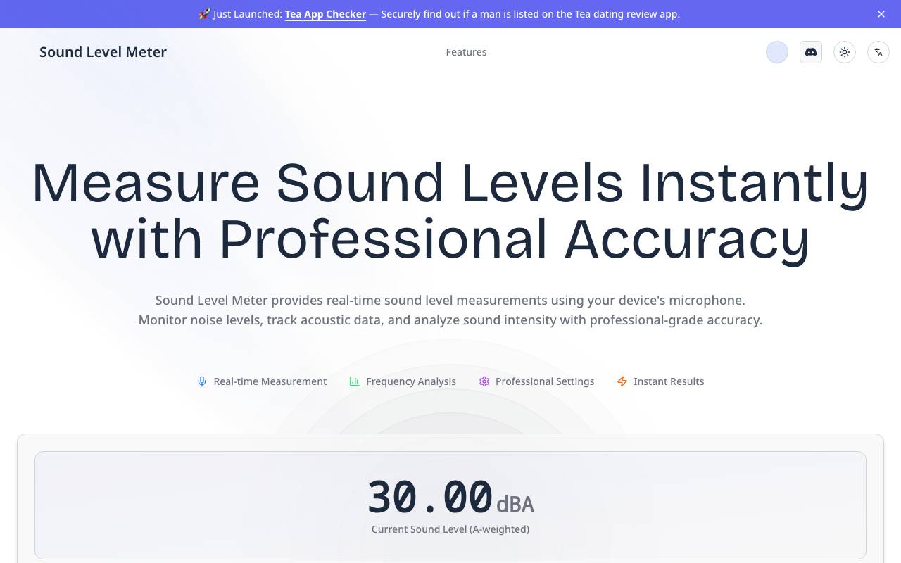 Sound Level Meter website preview
