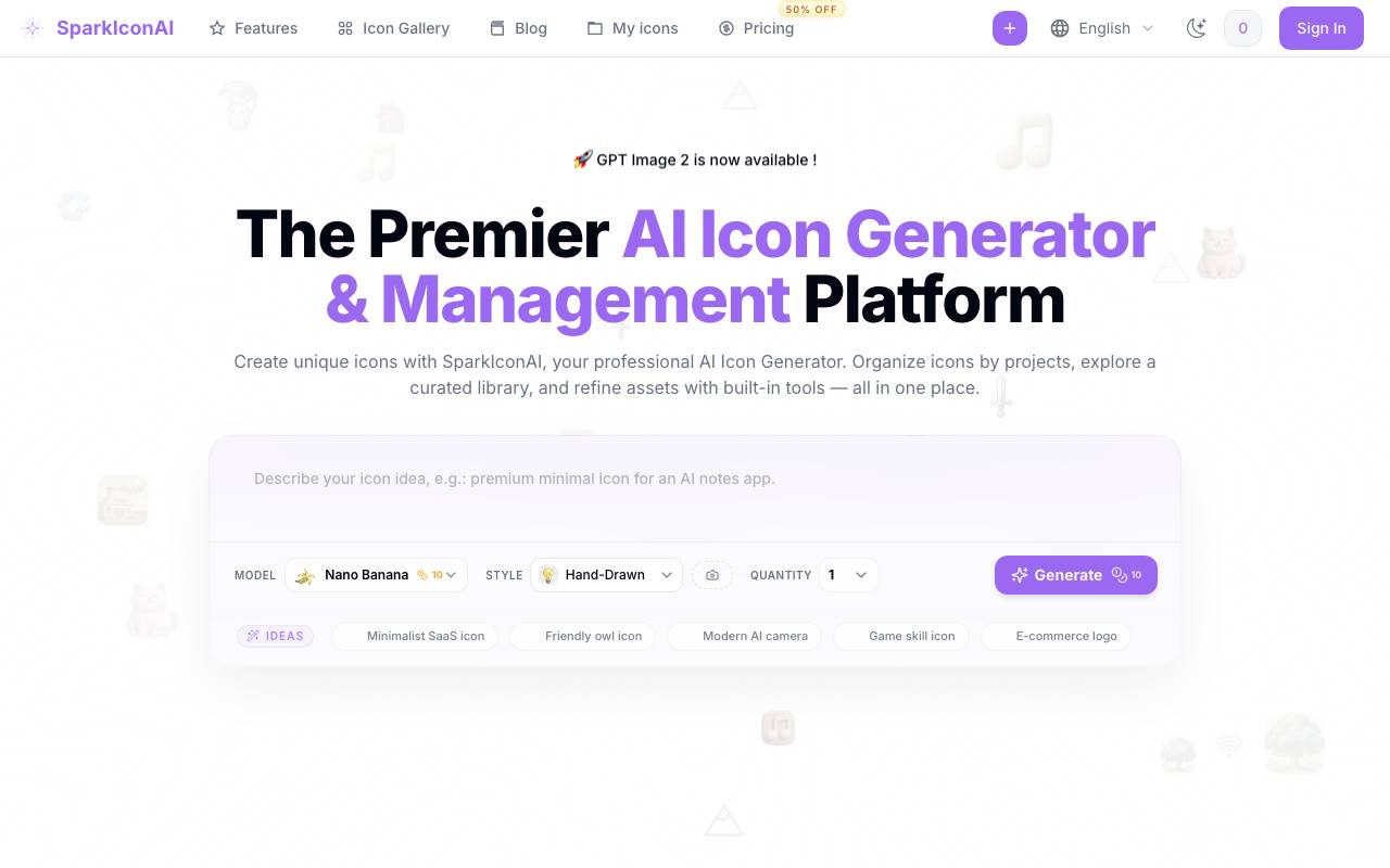 SparkIcon AI website preview