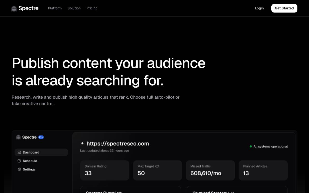 Spectre SEO website preview