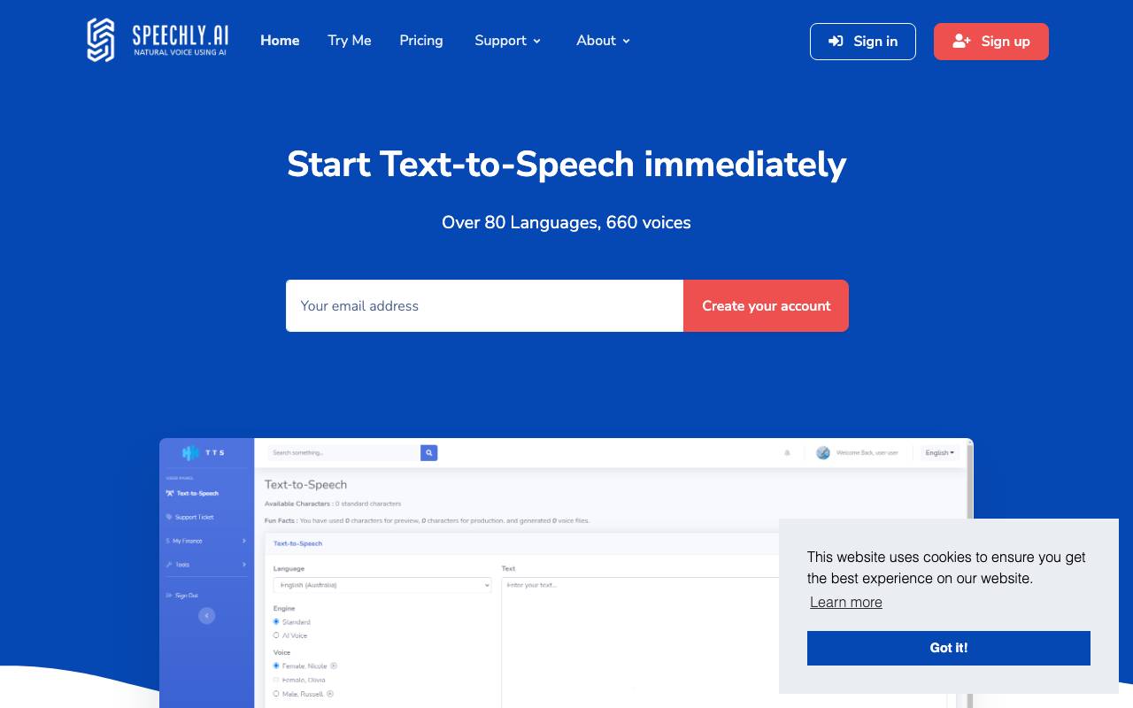 Speechly website preview